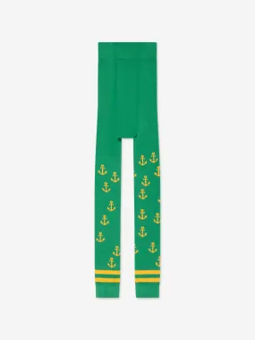 Mini Rodini Girls Anchor Print Leggings in Green