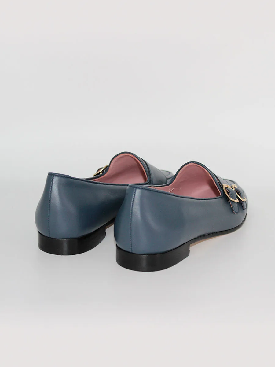 Mocasines de mujer Gala dos hebillas color jeans