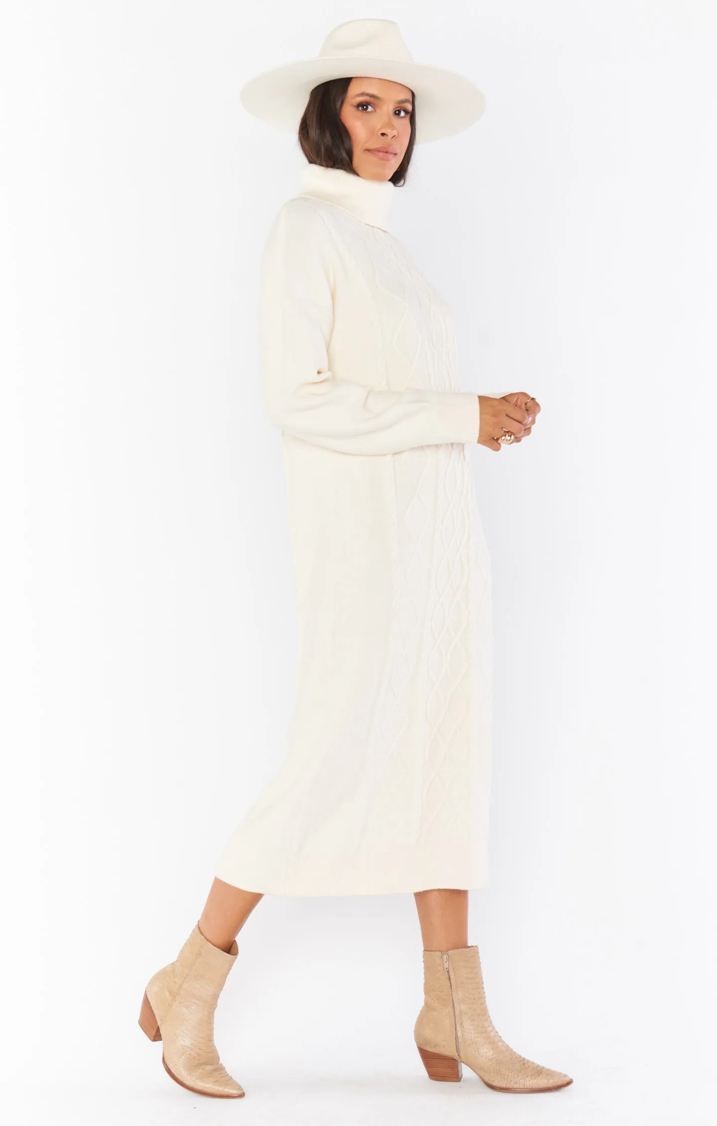 Montreal Midi Dress ~ Cream Cable Knit