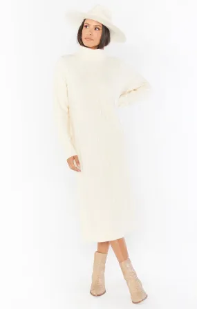 Montreal Midi Dress ~ Cream Cable Knit