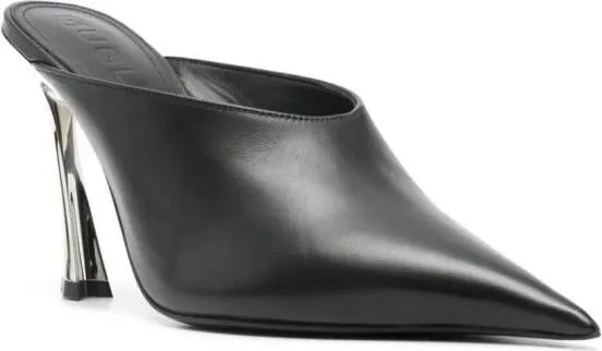 Mugler 95mm leather mules Black