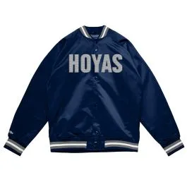 NCAA Double Clutch Lightweight Satin Jacket Georgetown University Navy