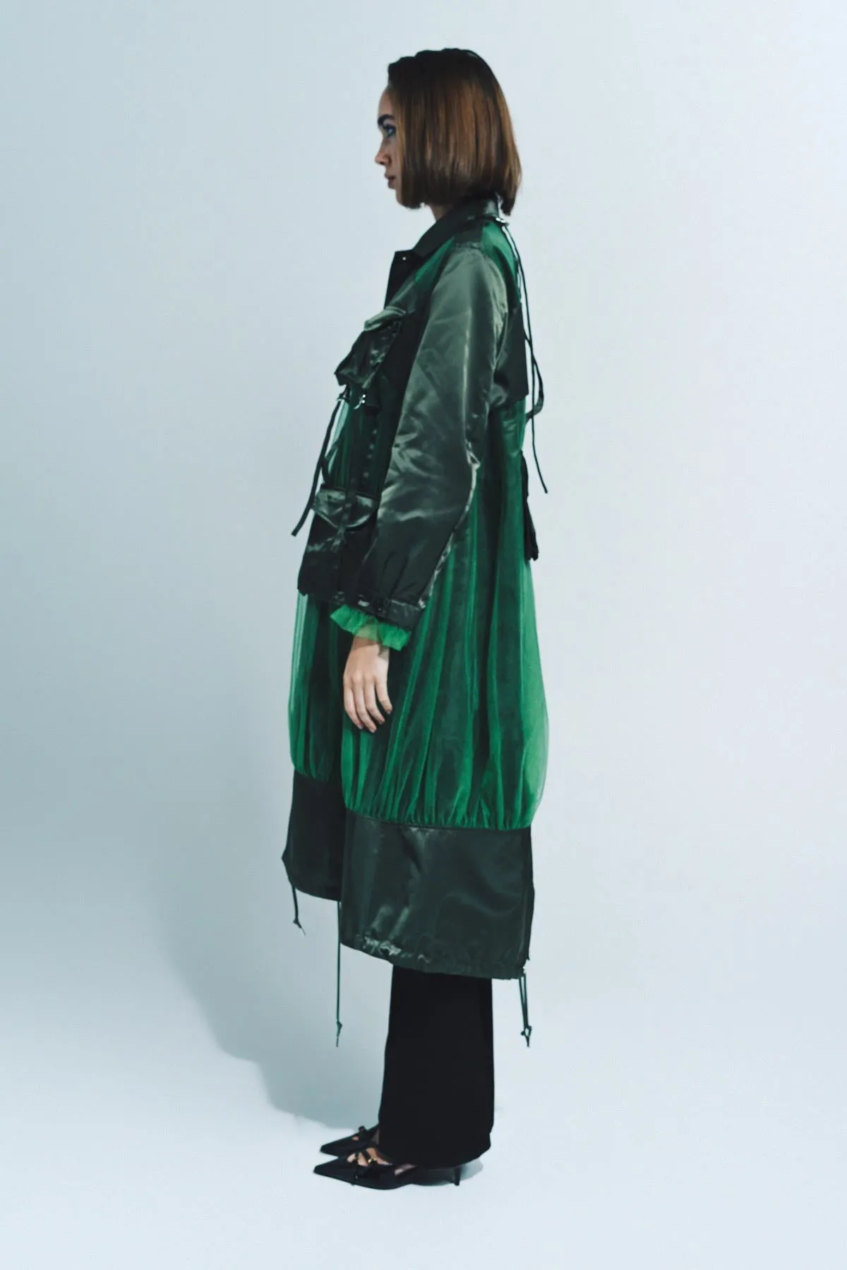 NOIR KEI NINOMIYA | NYLON TWILL TULLE COAT