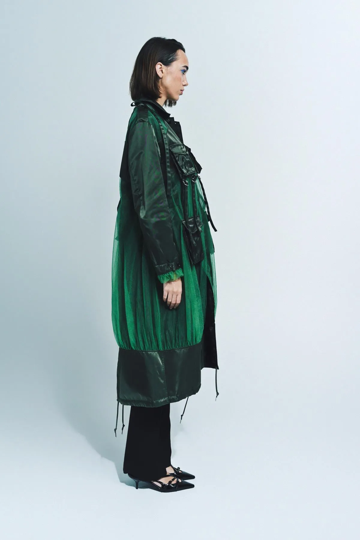 NOIR KEI NINOMIYA | NYLON TWILL TULLE COAT