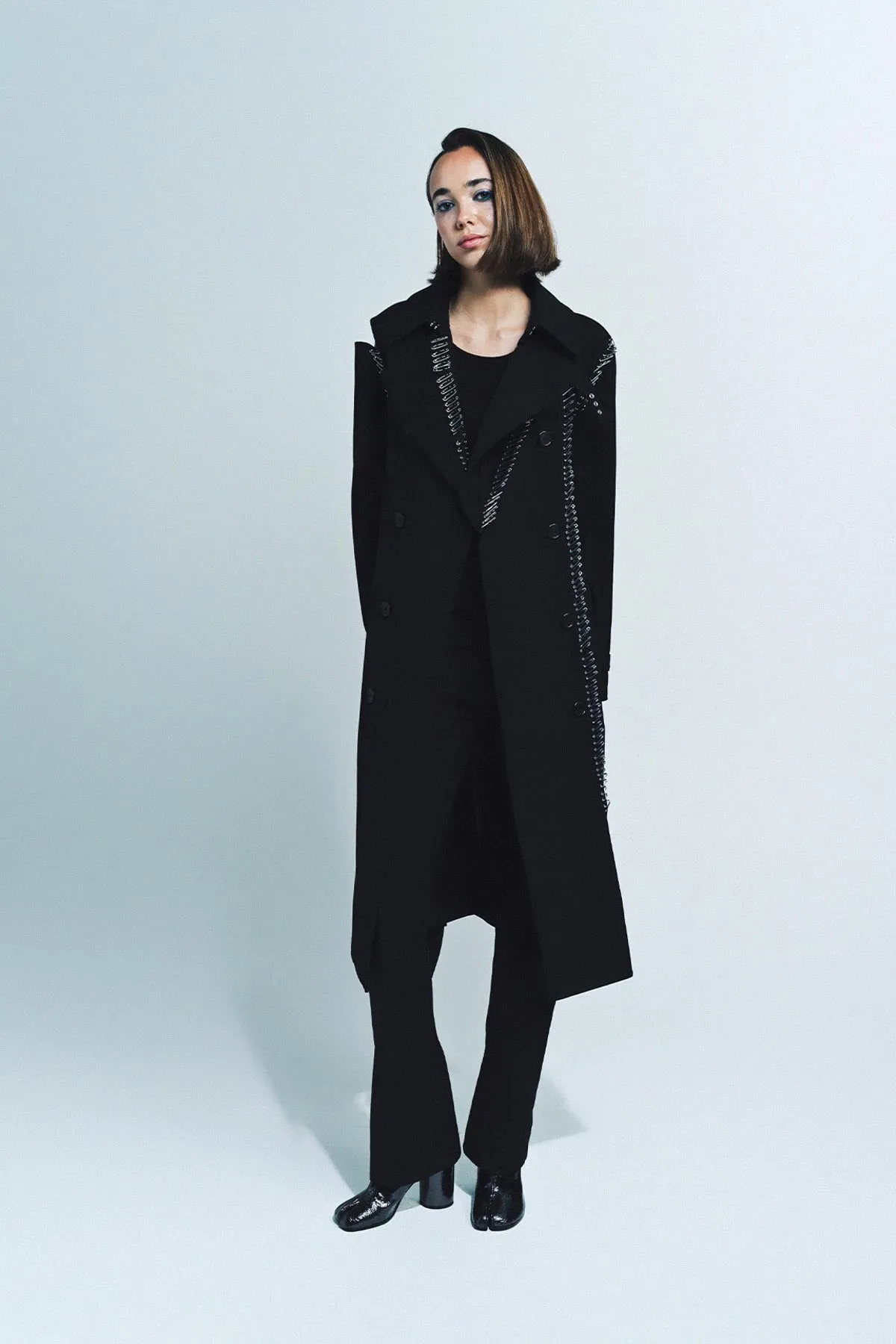 NOIR KEI NINOMIYA | WOOL SAFETY PIN COAT