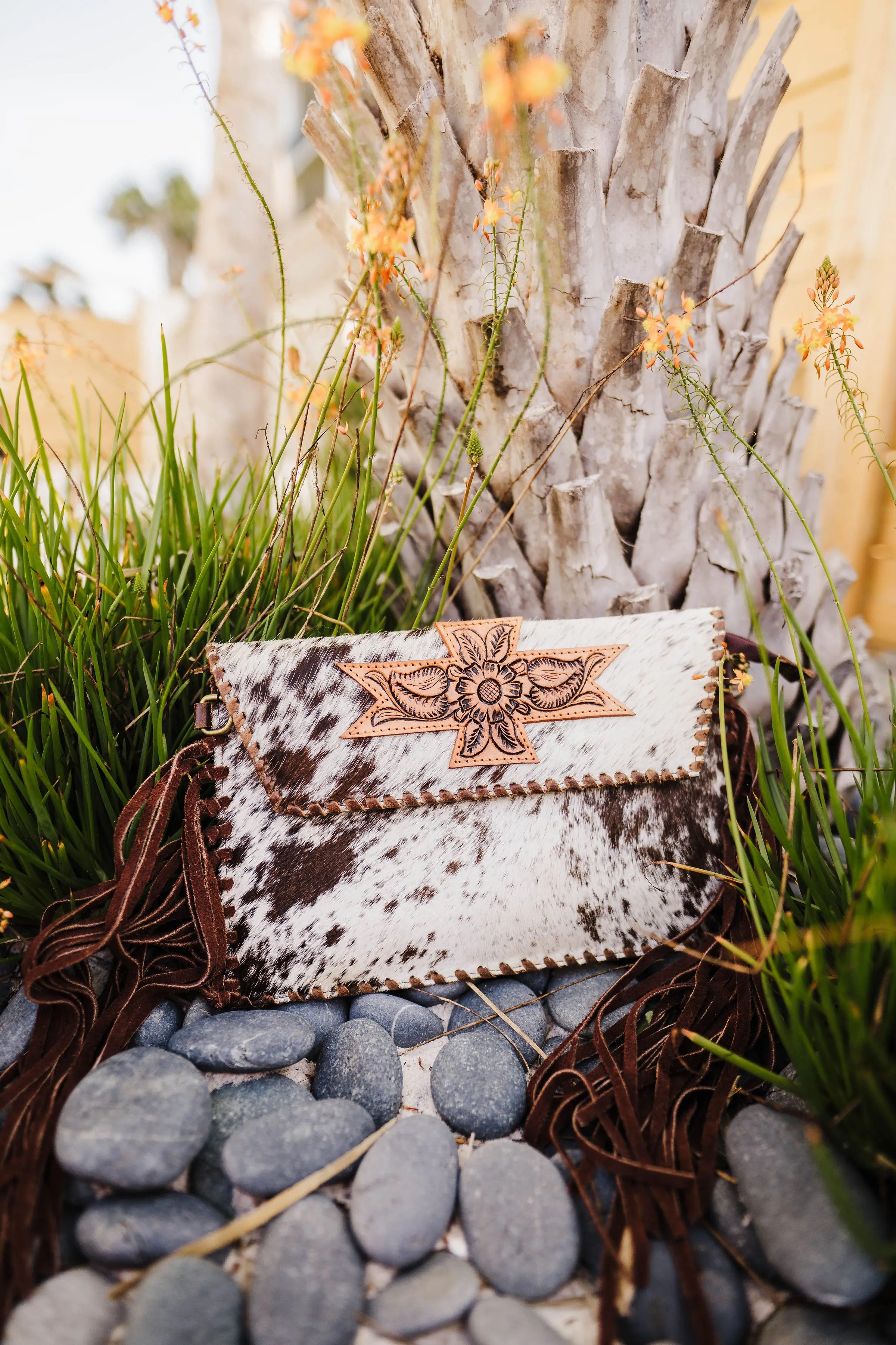 Ole Cross Pollination Hair on Hide Leather Fringe Clutch &/or Cross Body Purse