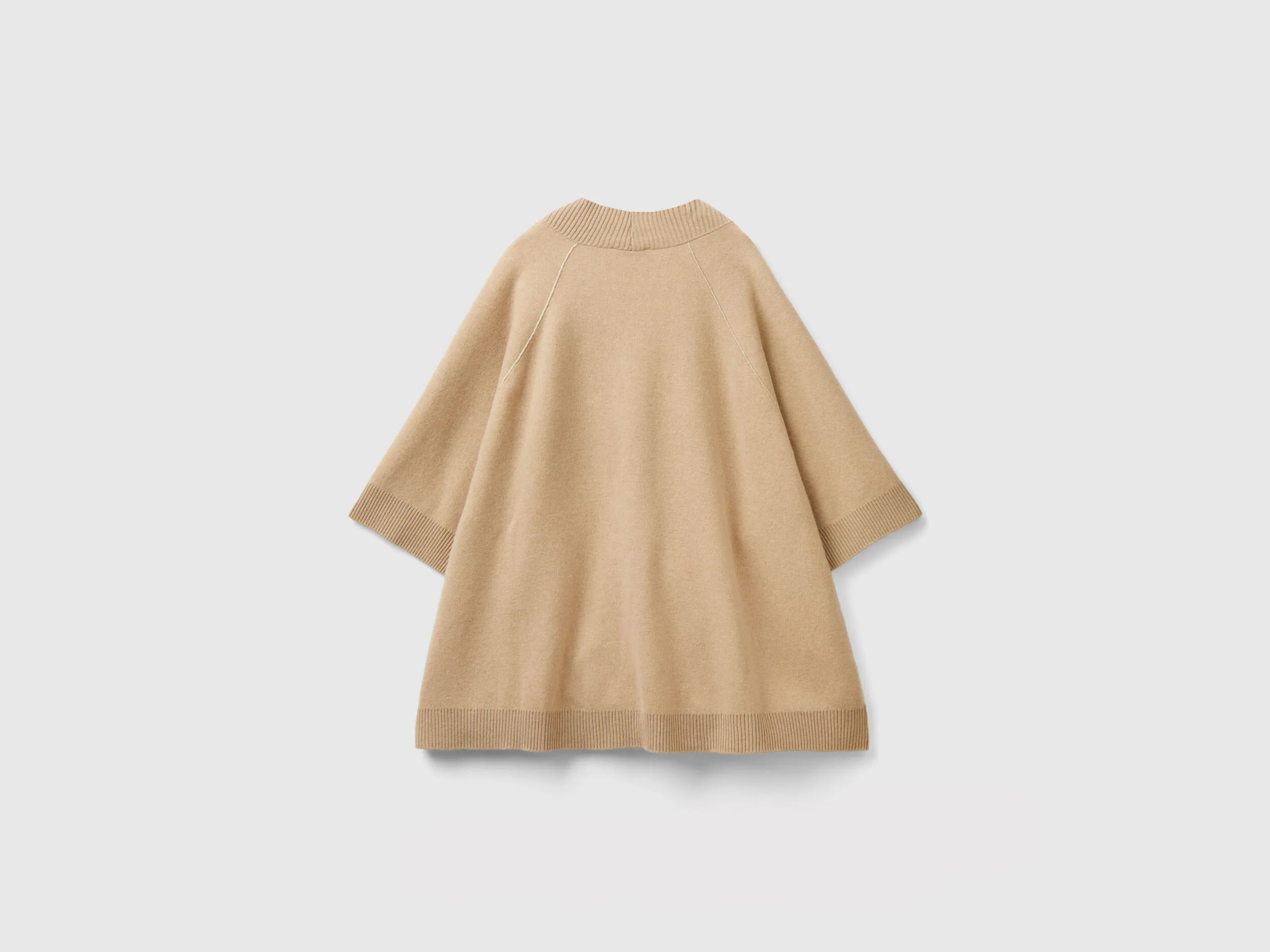 Open knitted cape - Beige | Benetton