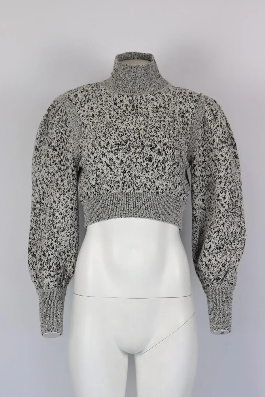 PACO RABANNE CROPPED COTTON BLEND TURTLENECK SWEATER MEDIUM