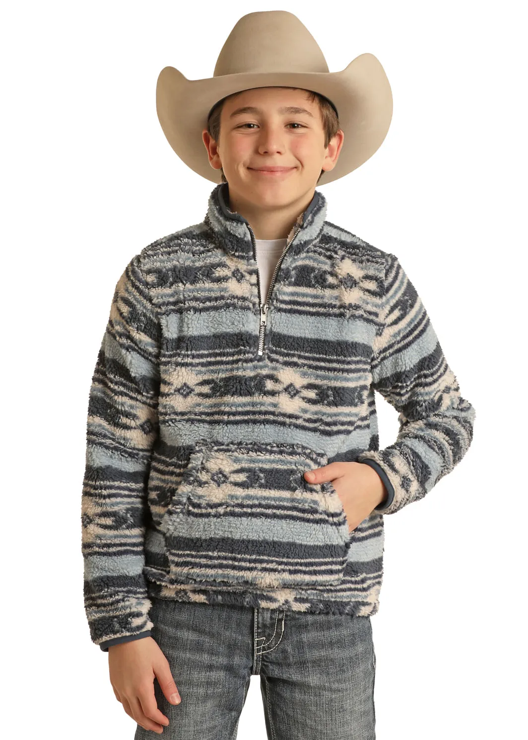 Panhandle Slim Boys Blue Aztec Pullover