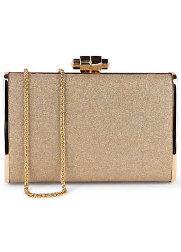 Paradox London Champagne Glitter ’Devica’ Box Clutch | Grattan