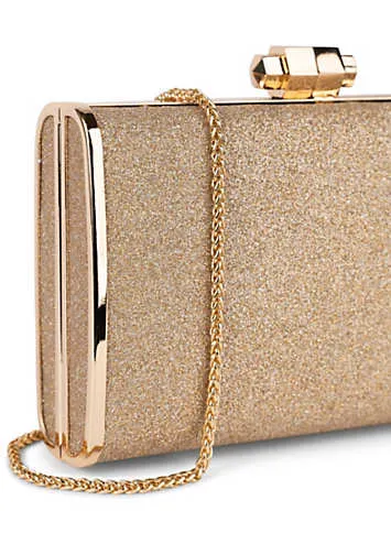 Paradox London Champagne Glitter ’Devica’ Box Clutch | Grattan