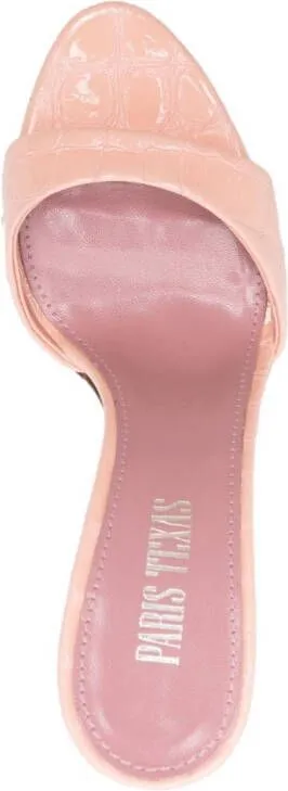 Paris Texas Lidia 105mm embossed-crocodile mules Pink