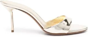 Paris Texas Lidia 70mm leather mules Gold