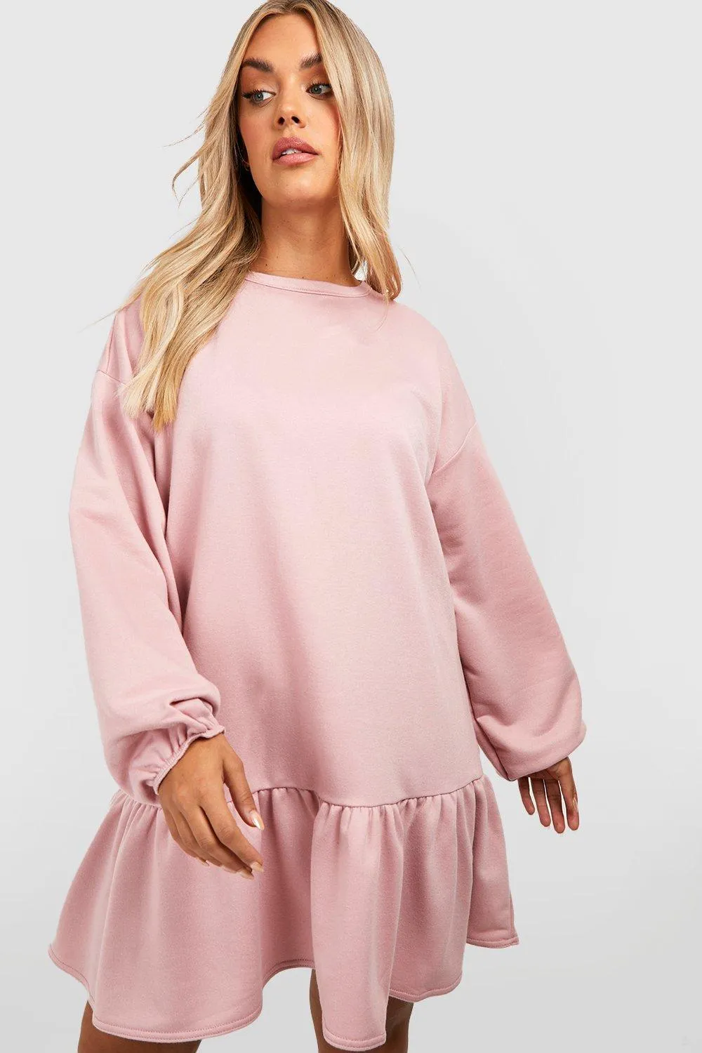 Plus Oversized Peplum Detail Sweater Dress