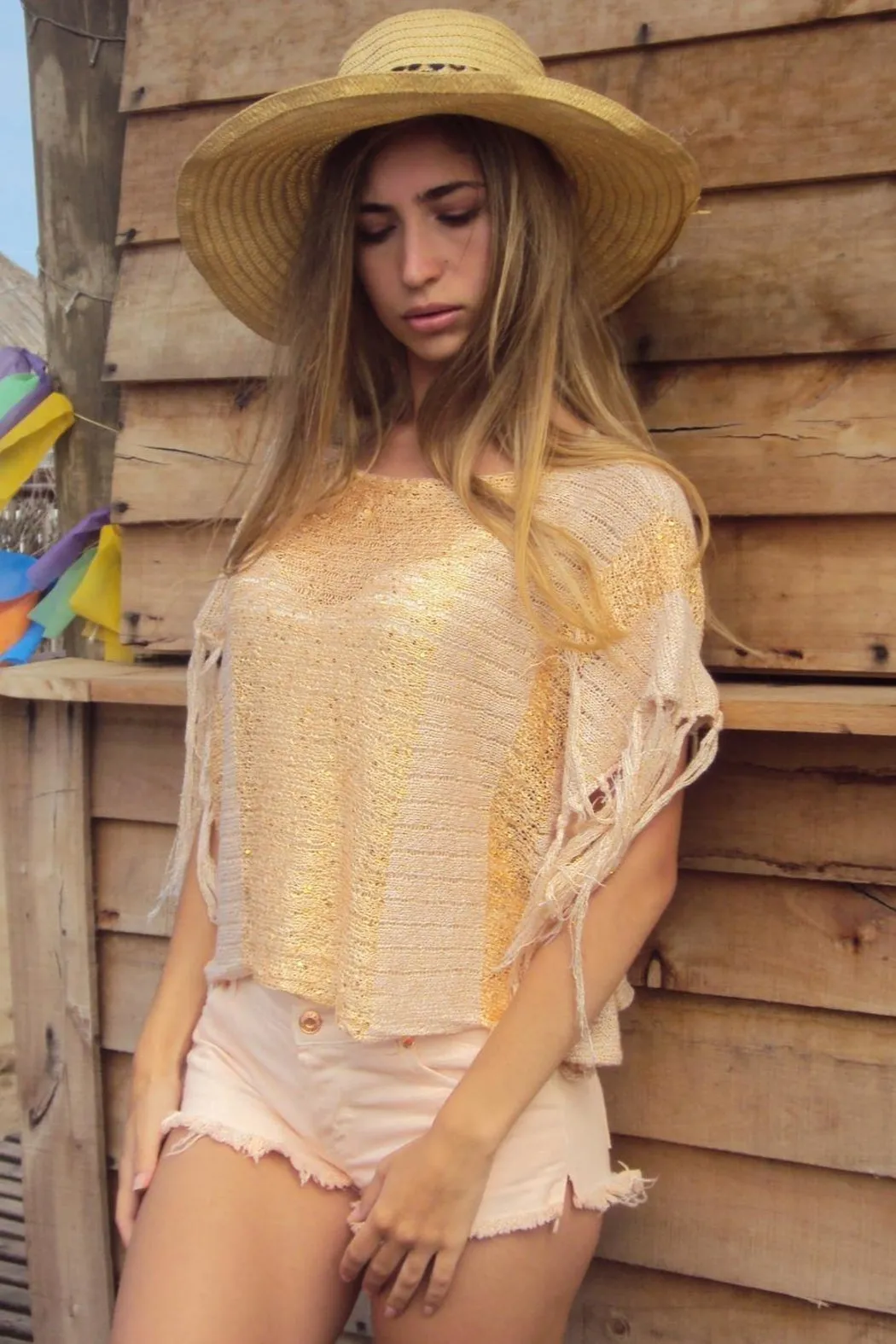 Poncho Satin Nude