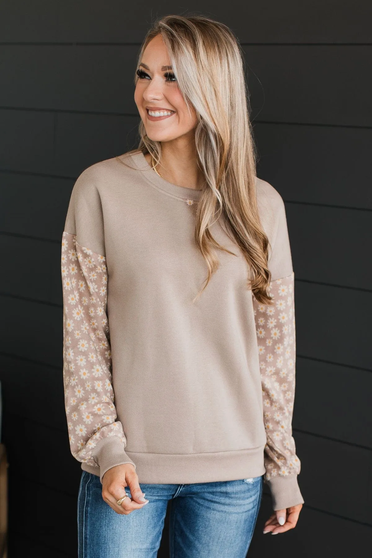 Precious Days Crew Neck Pullover- Mocha