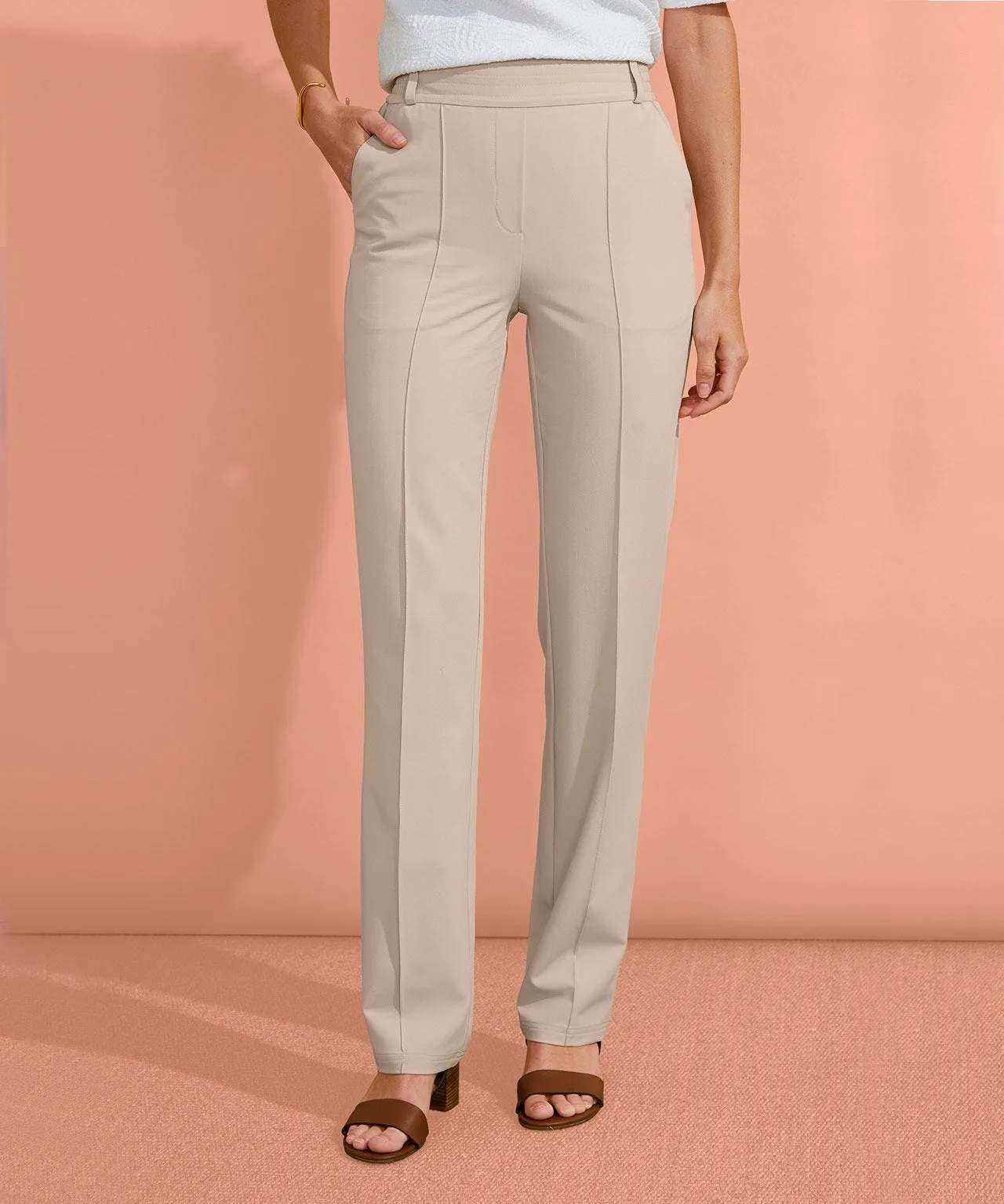 Pull-on Straight-leg Trousers