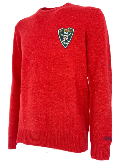 PULLOVER UOMO ROSSO 100% LANA