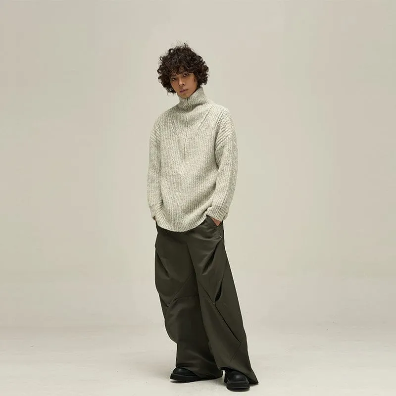 RT No. 10009 KNIT HALF ZIP-UP TURTLENECK SWEATER