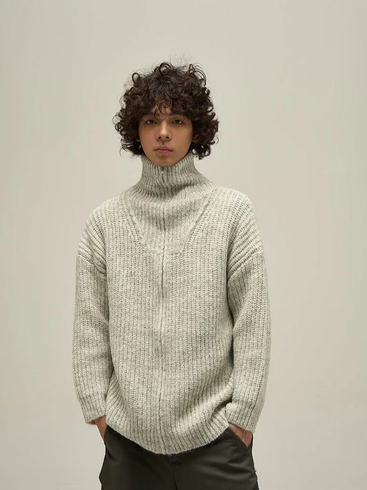 RT No. 10009 KNIT HALF ZIP-UP TURTLENECK SWEATER