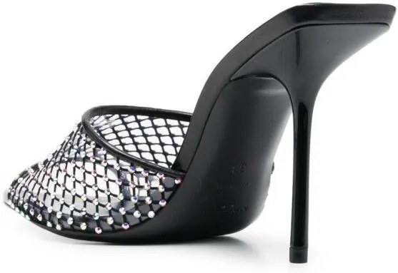 Saint Laurent crystal-embellished leather mules Black