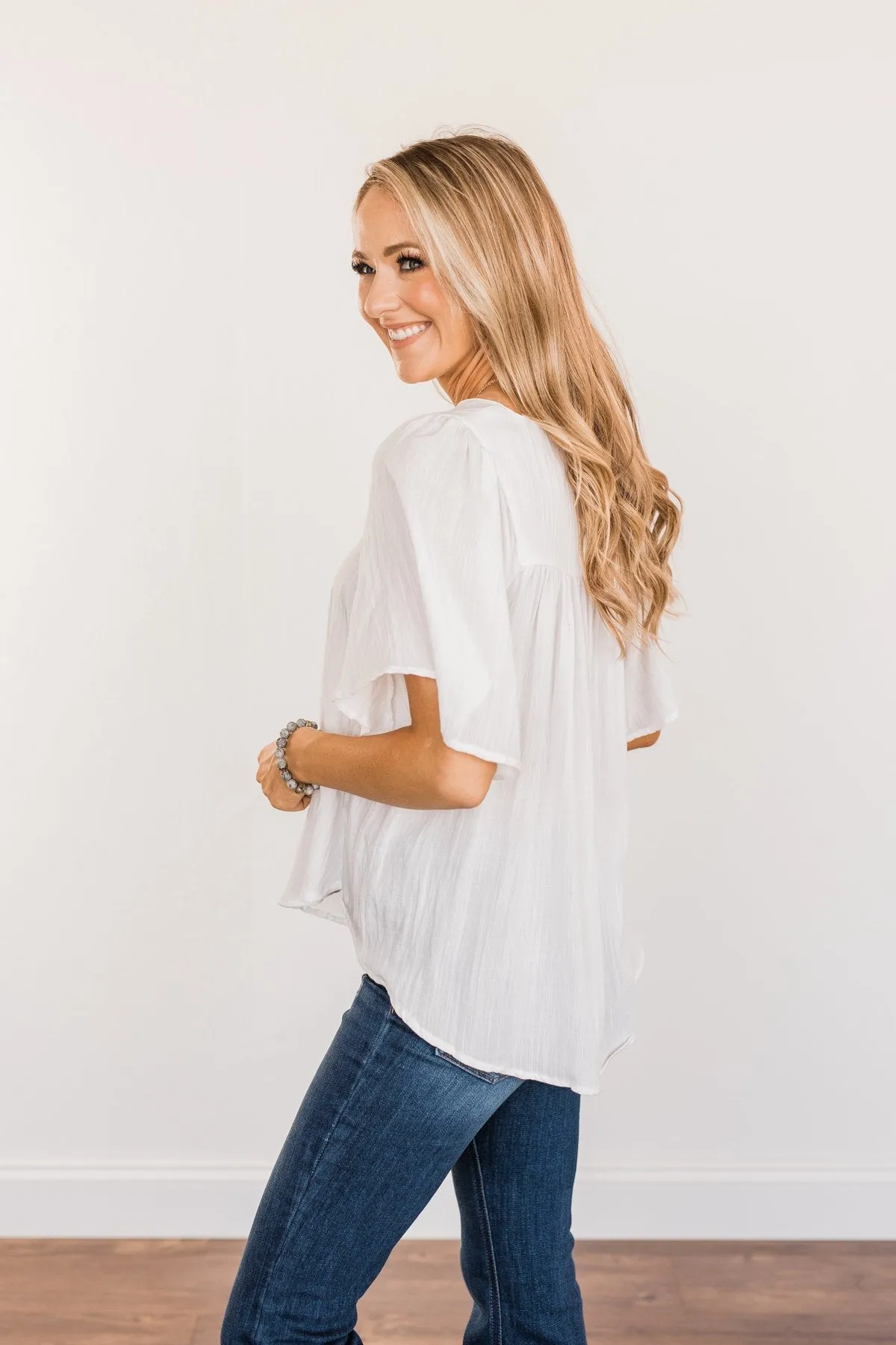 Seize The Moment Peasant Top- Off-White