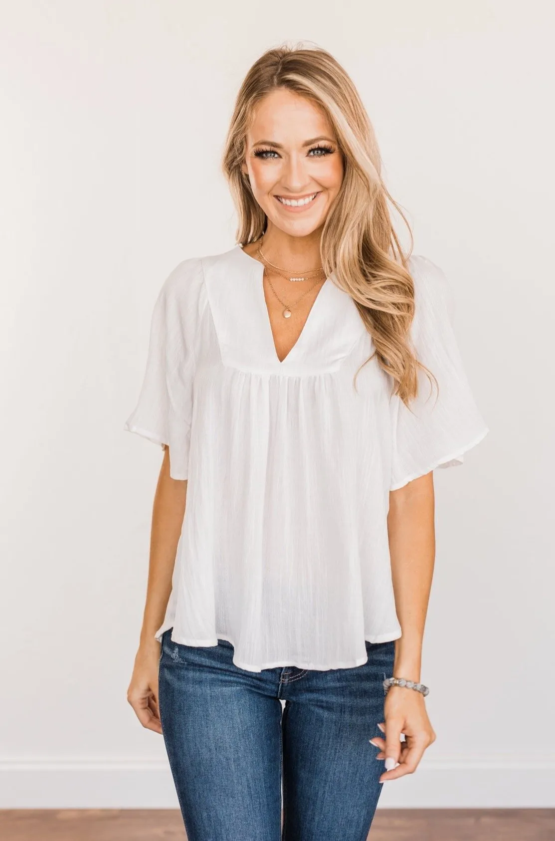 Seize The Moment Peasant Top- Off-White