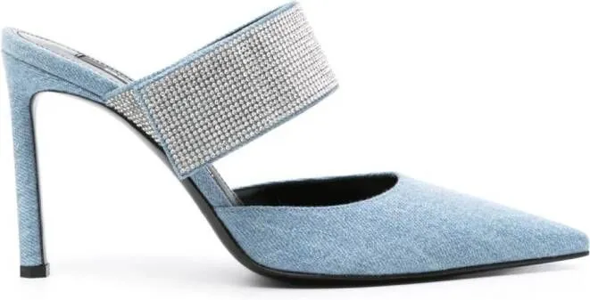 Sergio Rossi Sr Paris 100mm denim mules Blue