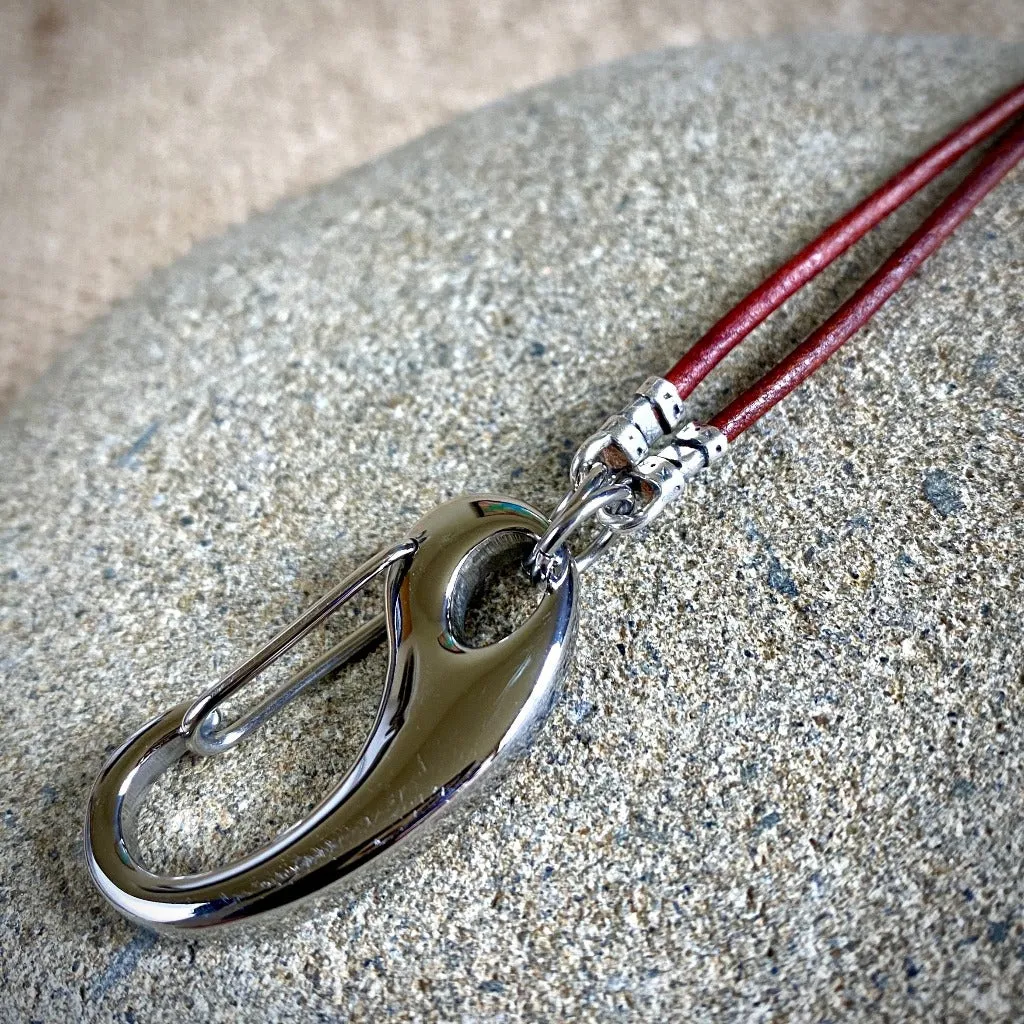 Shungite Pocket Donut w/Red Leather Belt Loop Attachment - Loss Proof!