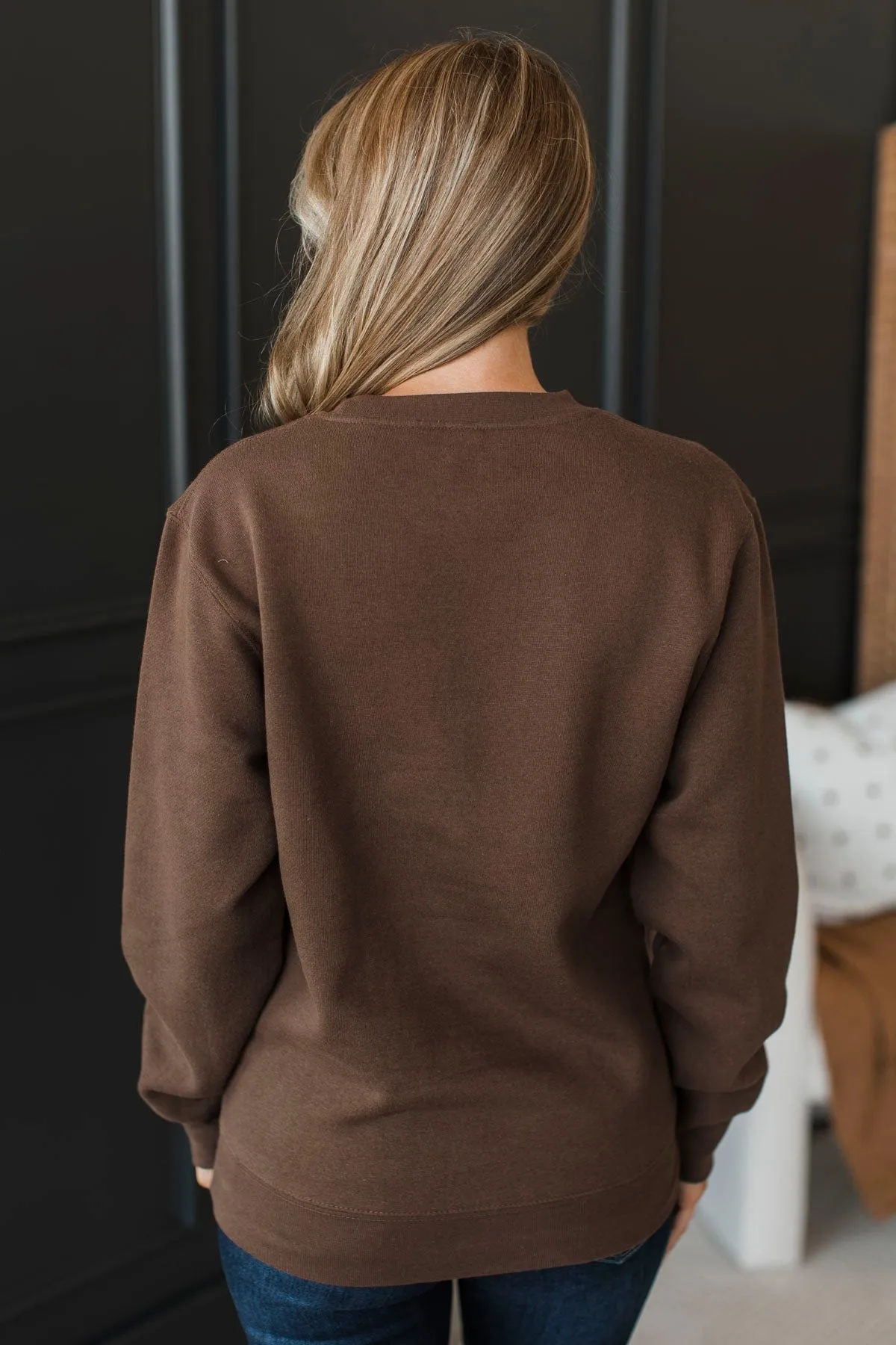 Still Being Written Crew Neck Pullover- Brown