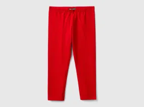 Stretch cotton leggings - Red | Benetton