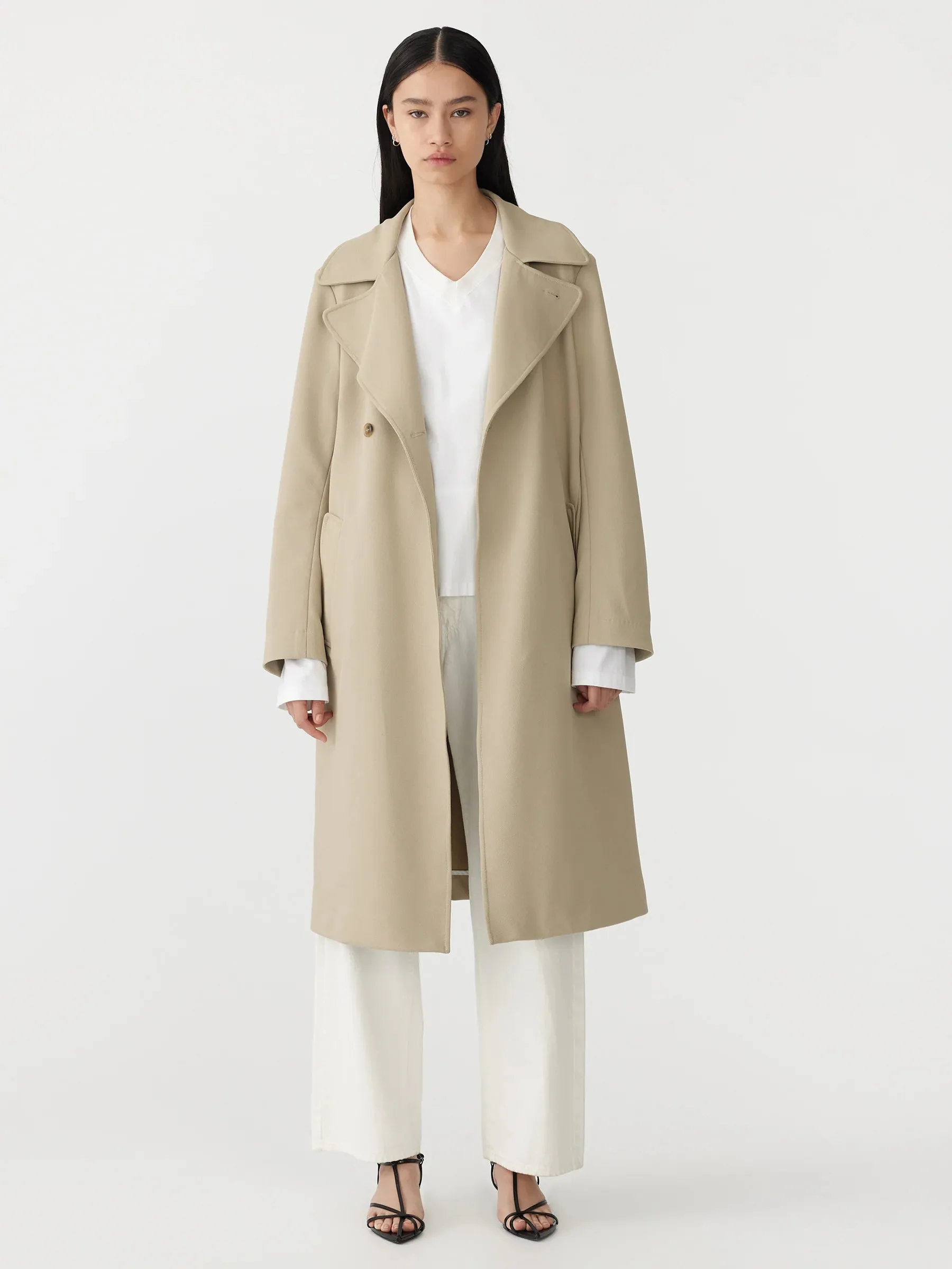 Stretch Twill Coat in Light Tan