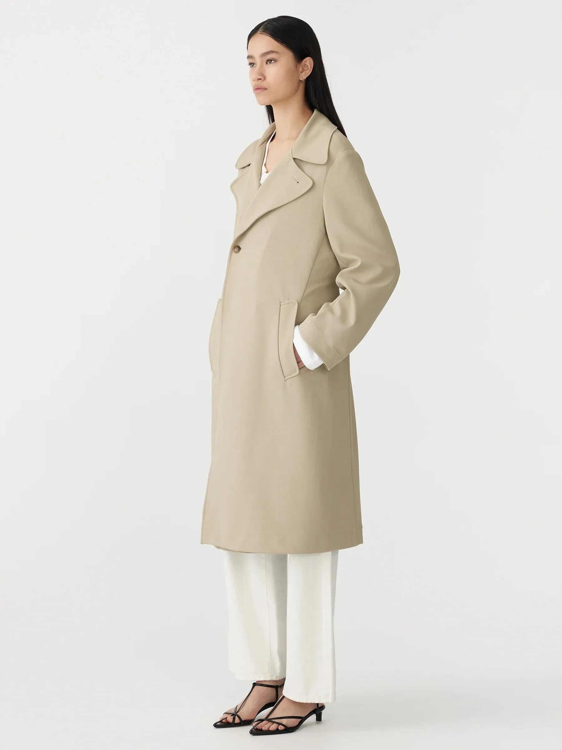 Stretch Twill Coat in Light Tan