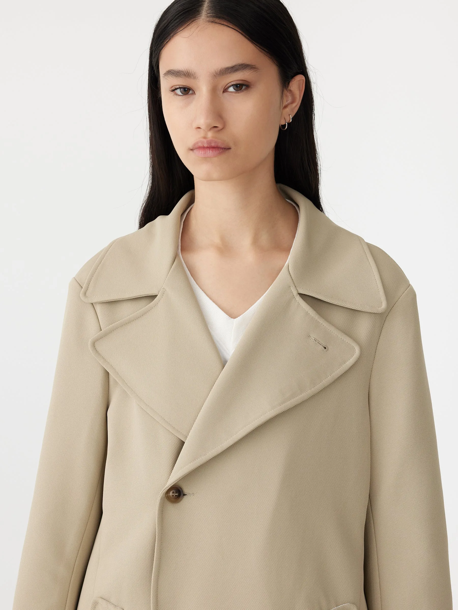 Stretch Twill Coat in Light Tan