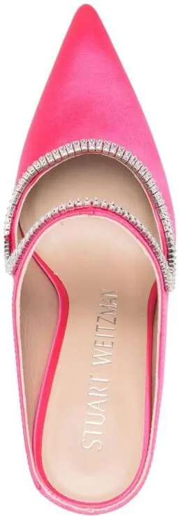 Stuart Weitzman crystal-embellished 110mm cut-out mules Pink