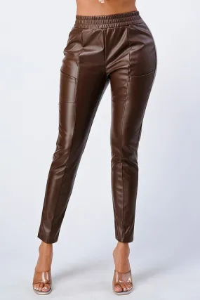 Tbc Womens  Brown Pleather Joggers