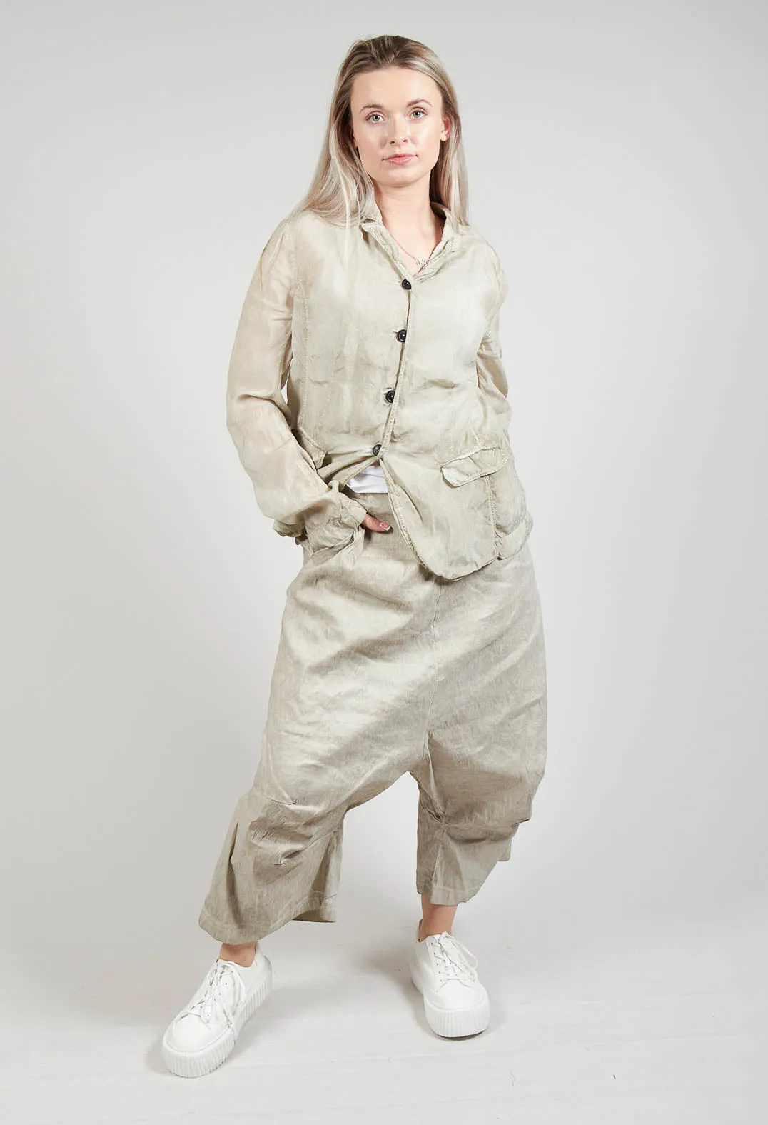 Textured Culottes in Straw Cloud