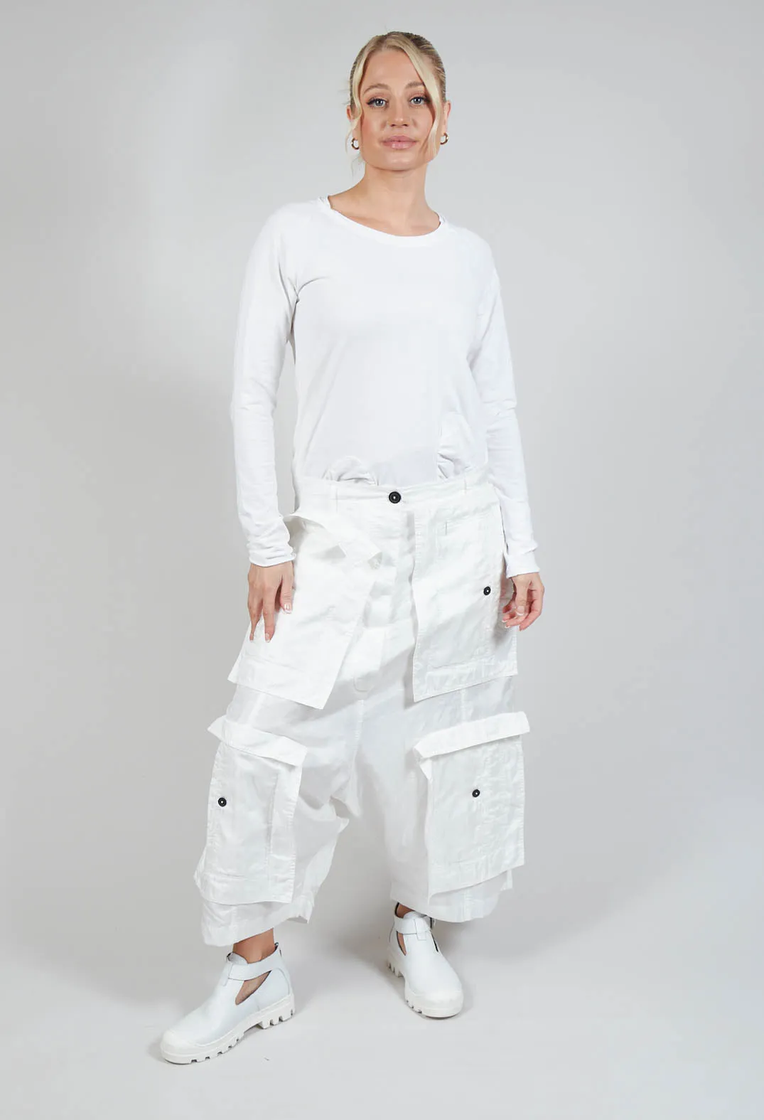 Textured Culottes in White