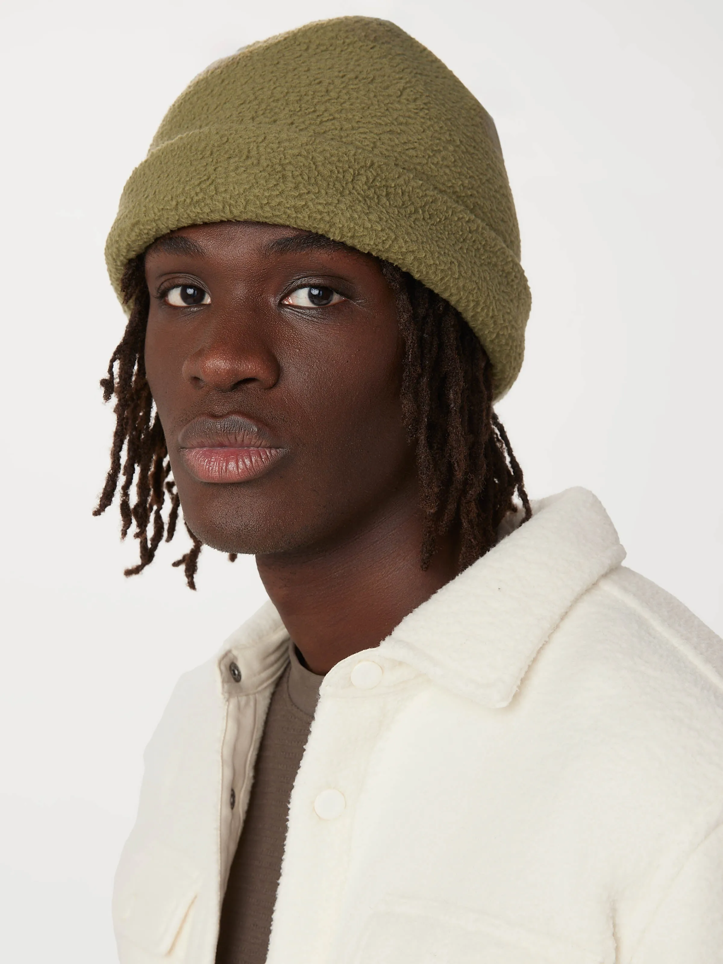 The Polar Fleece Beanie in Dark Olive