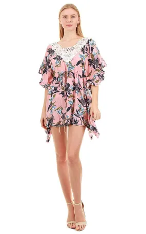 TR8961 Rayon Floral Tunic Poncho