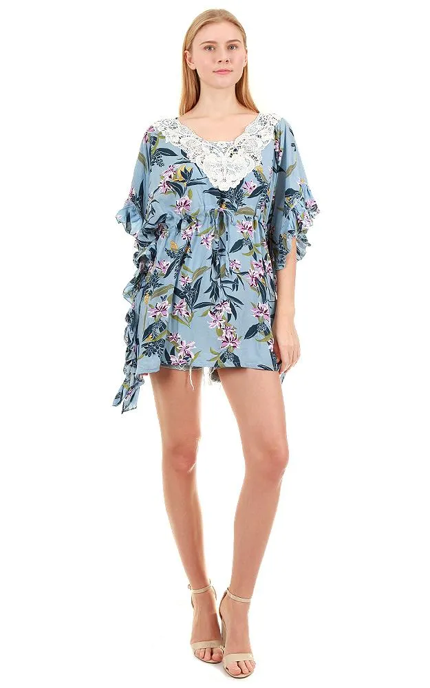 TR8961 Rayon Floral Tunic Poncho