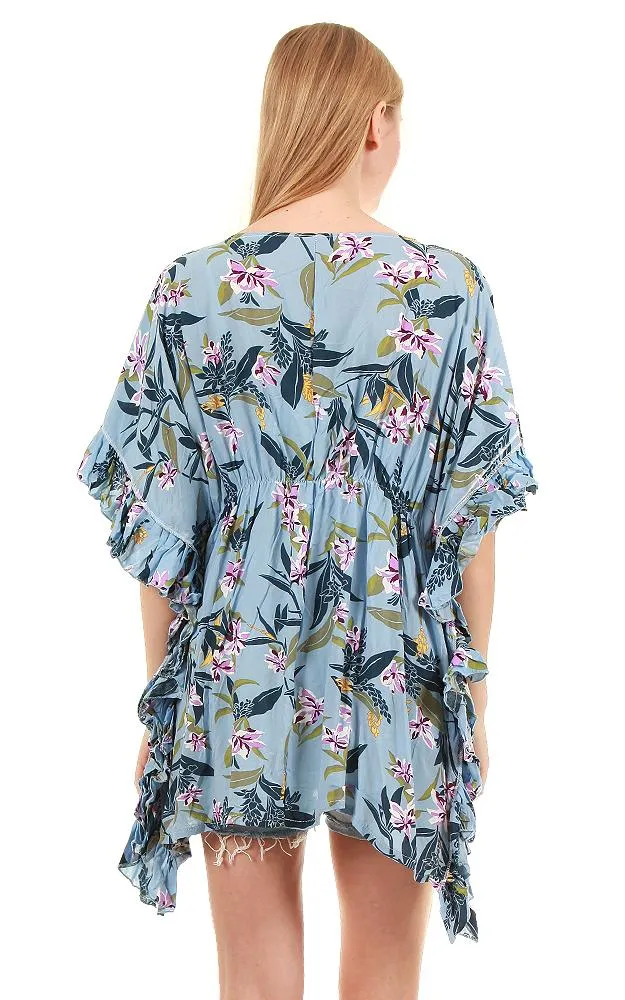 TR8961 Rayon Floral Tunic Poncho