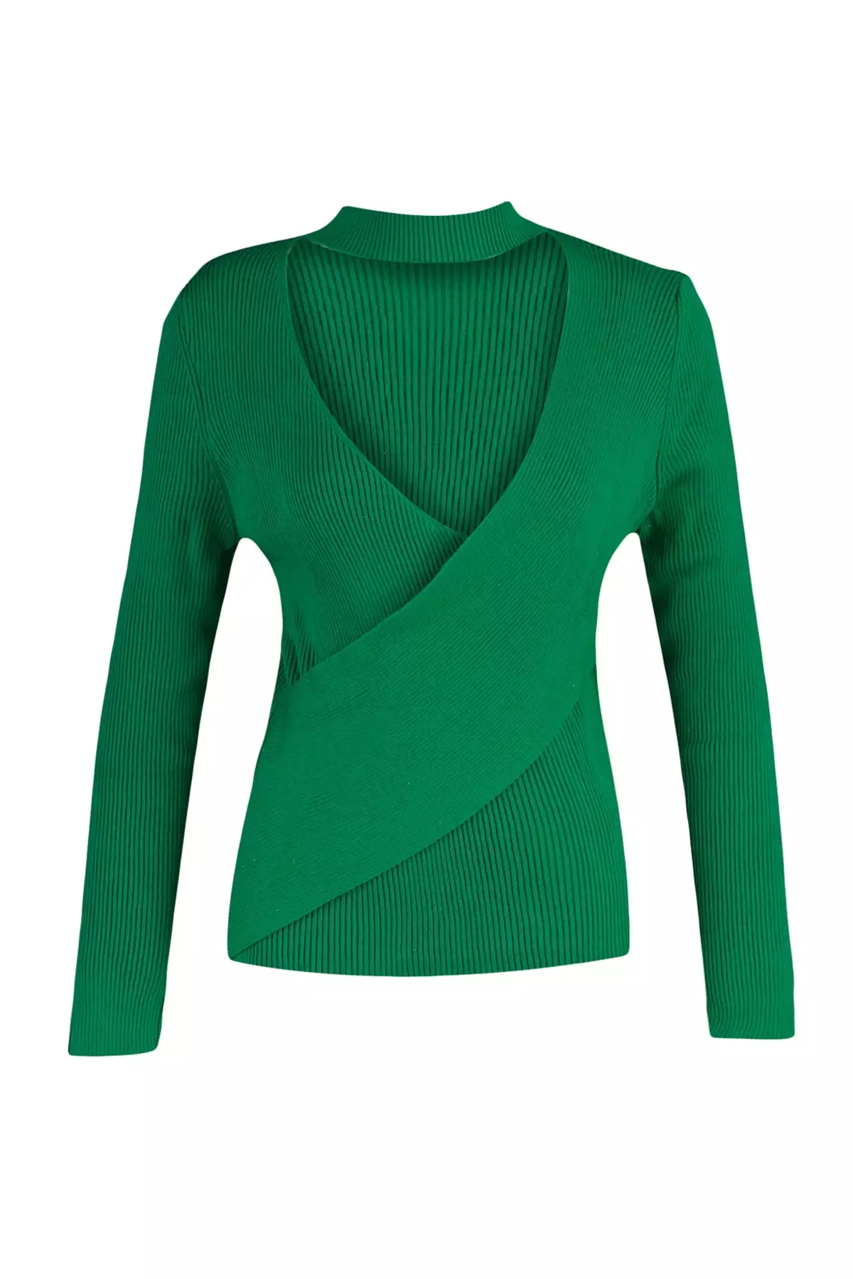 Trendyol Plus Size Green Collar Detailed Double Breasted Knitwear Blouse