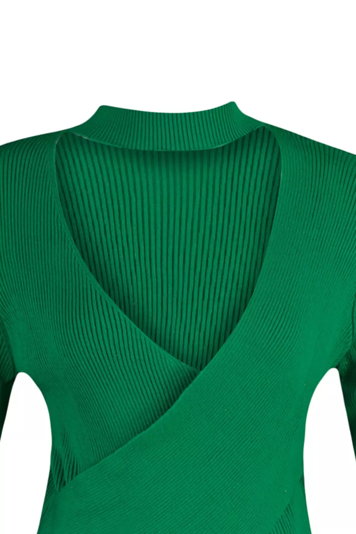 Trendyol Plus Size Green Collar Detailed Double Breasted Knitwear Blouse