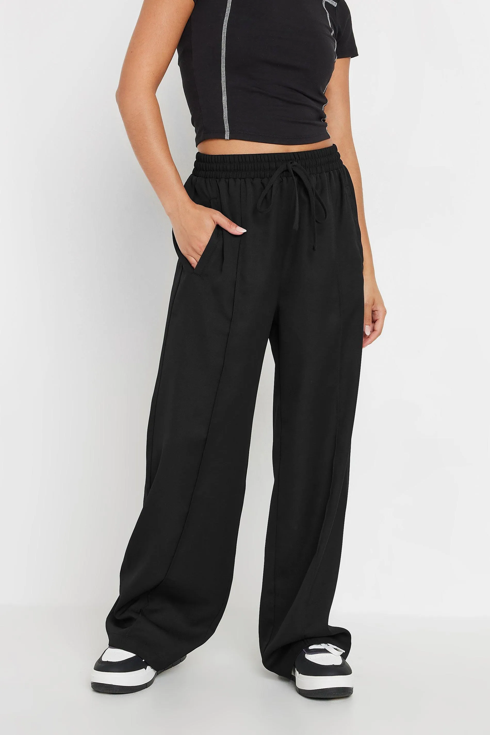 Trousers | Petite Pintuck Wide Leg Trousers | PixieGirl