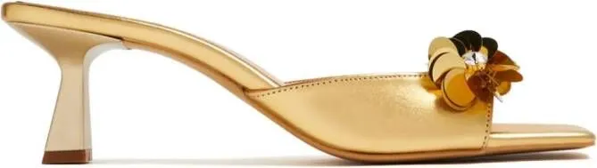 Vanina Les Paquerettes 50mm embellished mules Gold