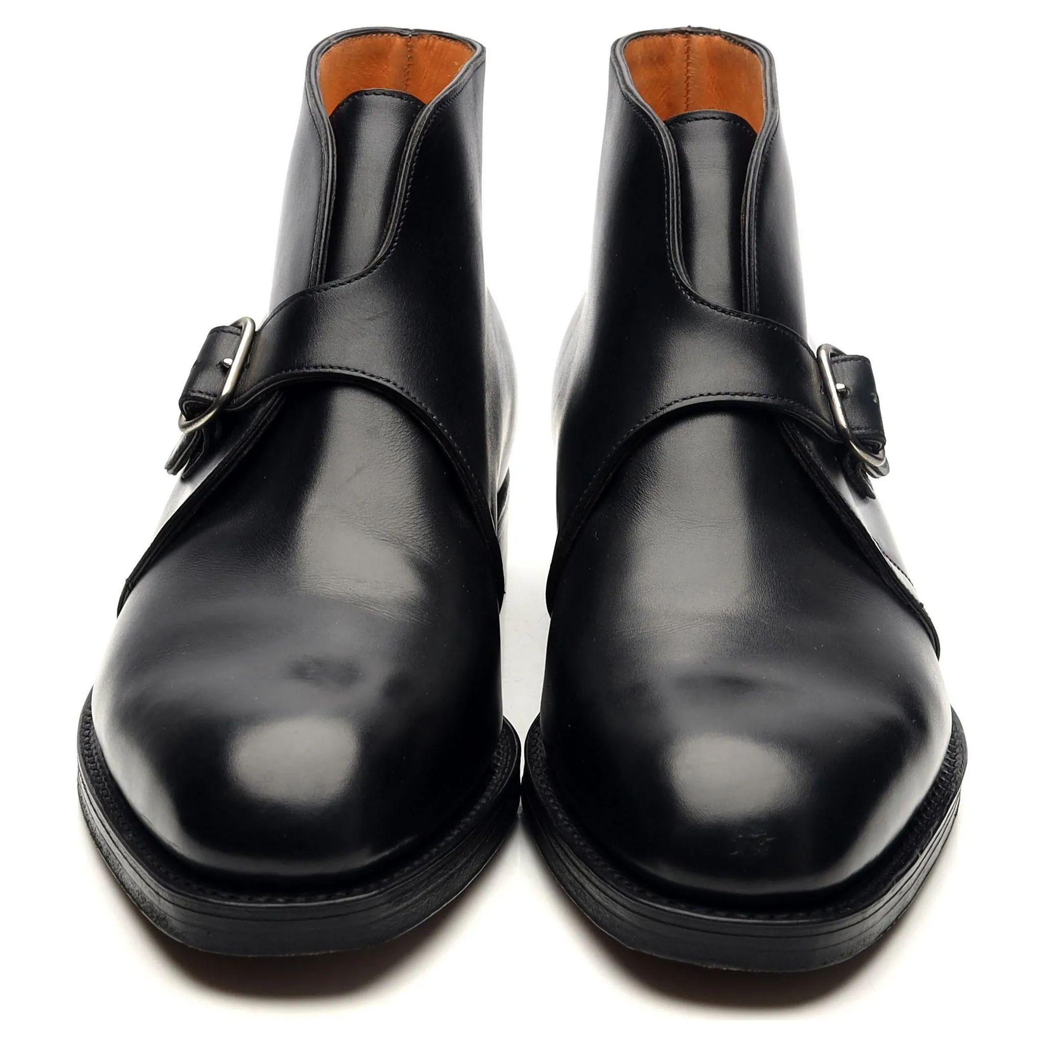 'Varese' Black Leather Monk Strap Boots UK 7.5 EE