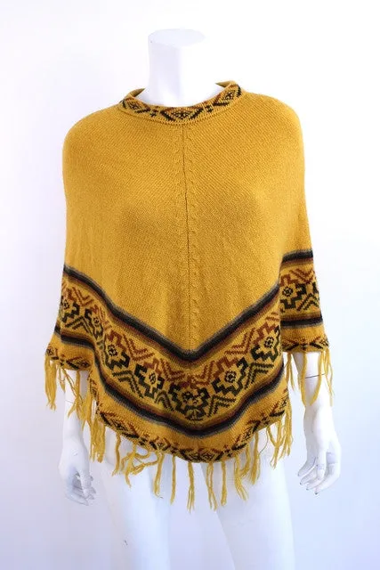 Vintage 70's Fringed Wool Poncho