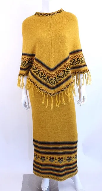 Vintage 70's Fringed Wool Poncho