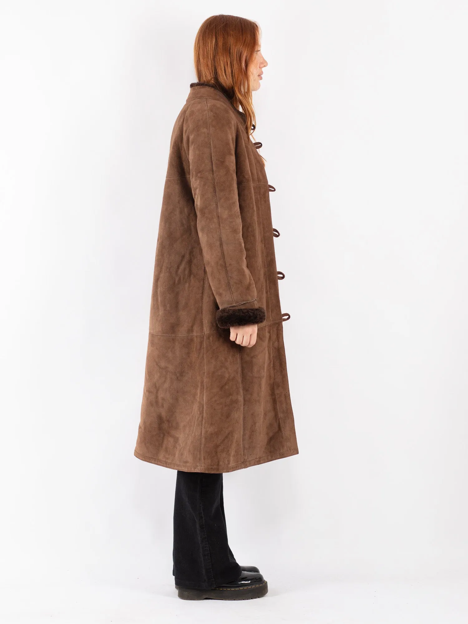 Vintage 80's Women Sheepskin Coat in Brown